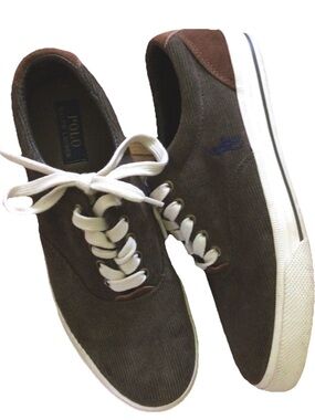 Polo by Ralph Lauren Men's Brown Corduroy Olive GreenLow-Top Sneakers 9.5D